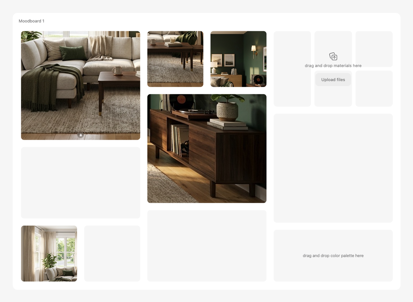 Moodboard with several filled slots and one locked slot