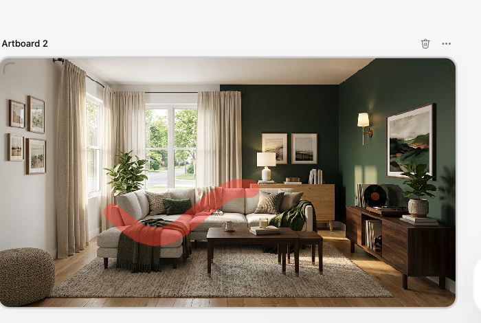 Marking a region on a generated image to edit it