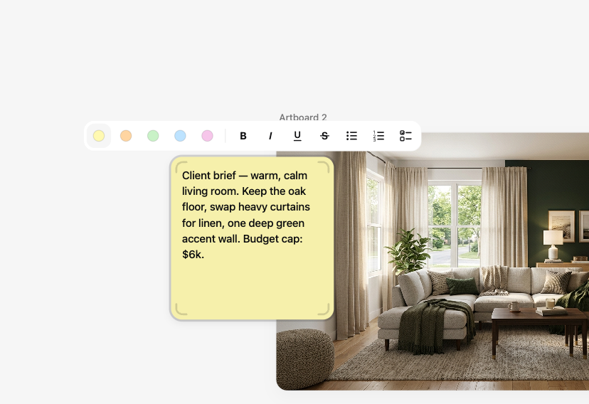 Note with its formatting toolbar open